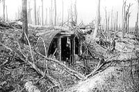 Poste d'artillerie allemand capturé dans le bois de Farbus, Avril 1917.