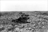 Tranchée allemande détruite et capturée par les Canadiens, Avril 1917.