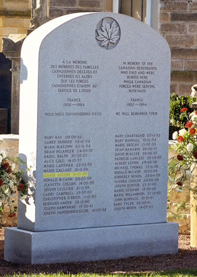 Headstone of Louise Anne Aucoin