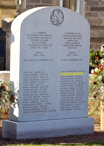 Headstone of Baby Randall