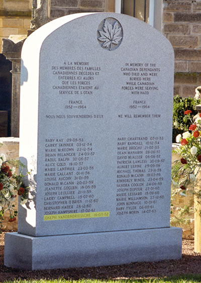 Headstone of Kevin David Vandendriessche