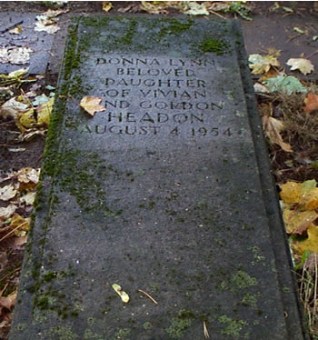 Original headstone prior to replacement in 2002<br>(Photo by Trevor Heavens)