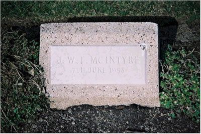 Headstone of James William Frederick McIntyre