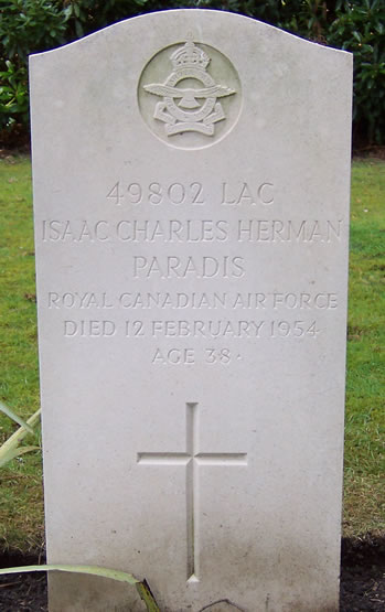 Headstone of Isaac Charles Herman Paradis