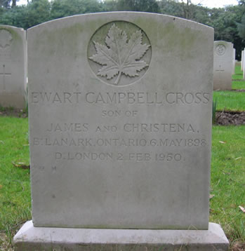 Pierre tombale de Ewart Campbell Cross