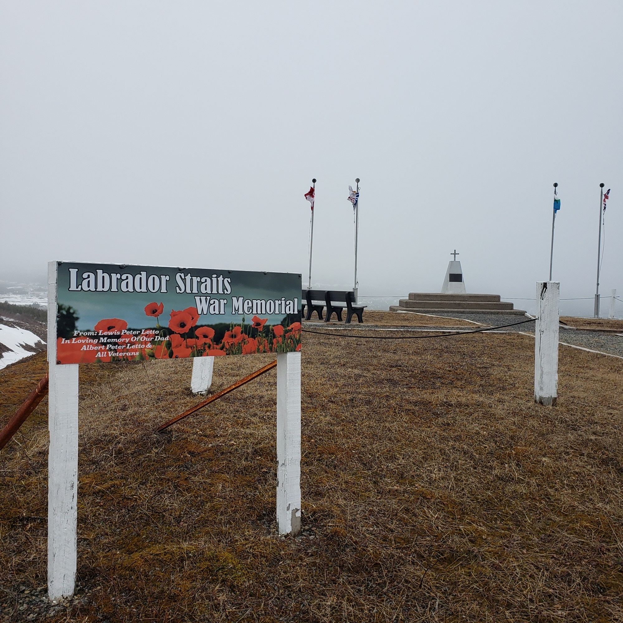 Labrador Straits War Memorial sign