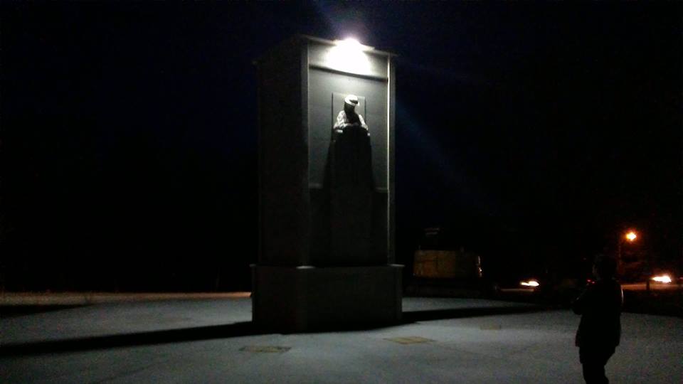 Cenotaph at night with solar lighting turned on
