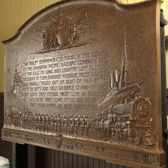 Plaque de la Grande Guerre de le Chemin de fer Canadien Pacifique