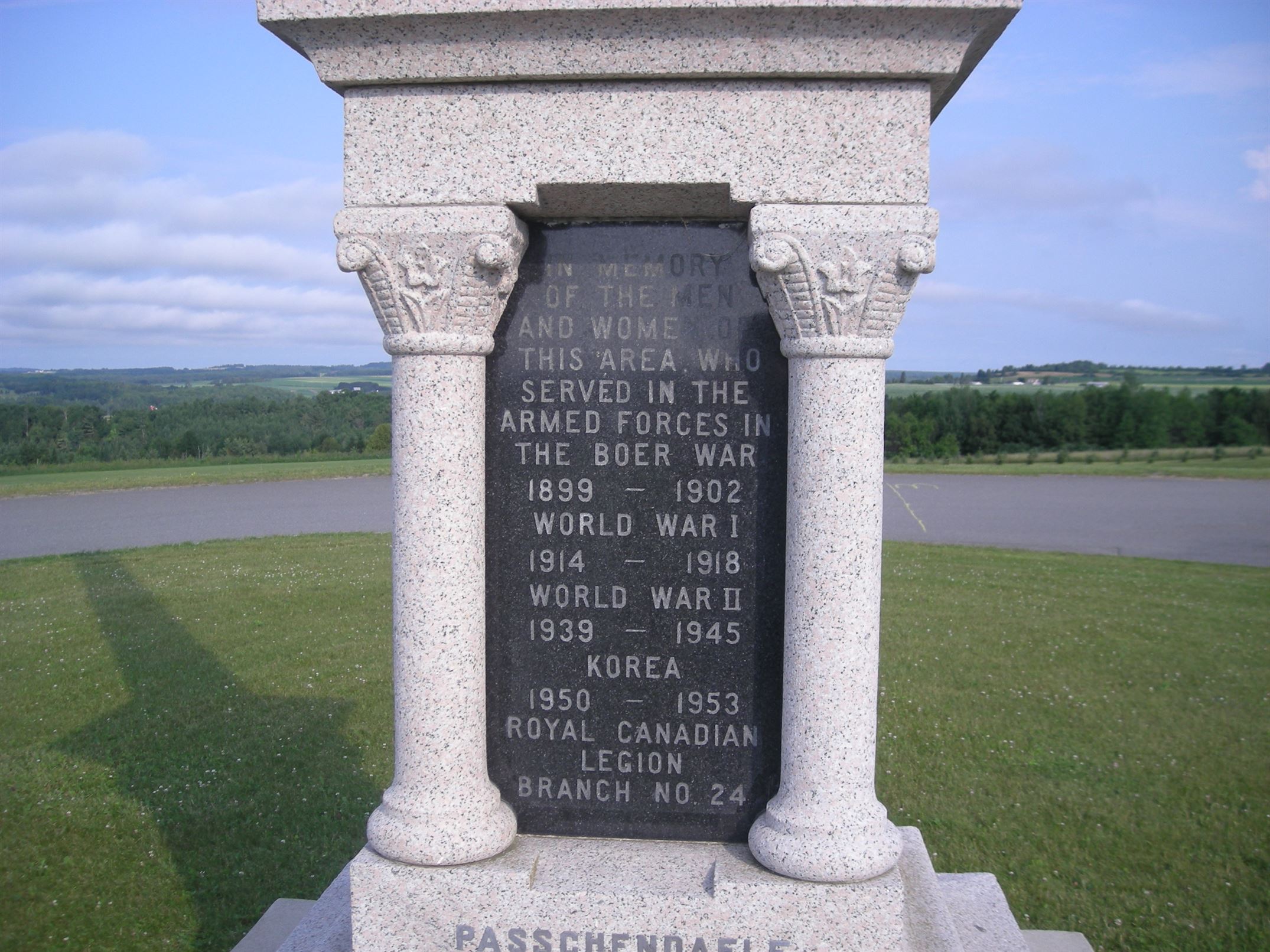 Inscription on front of monument