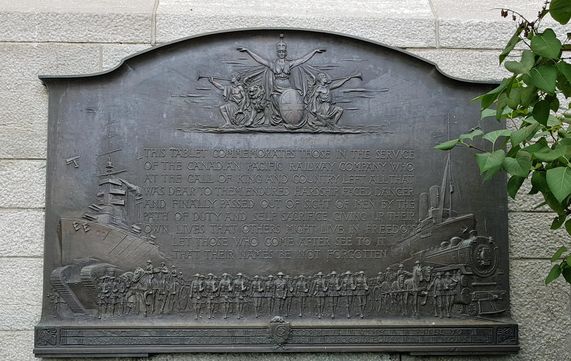 Canadian Pacific Railway Great War Tablet