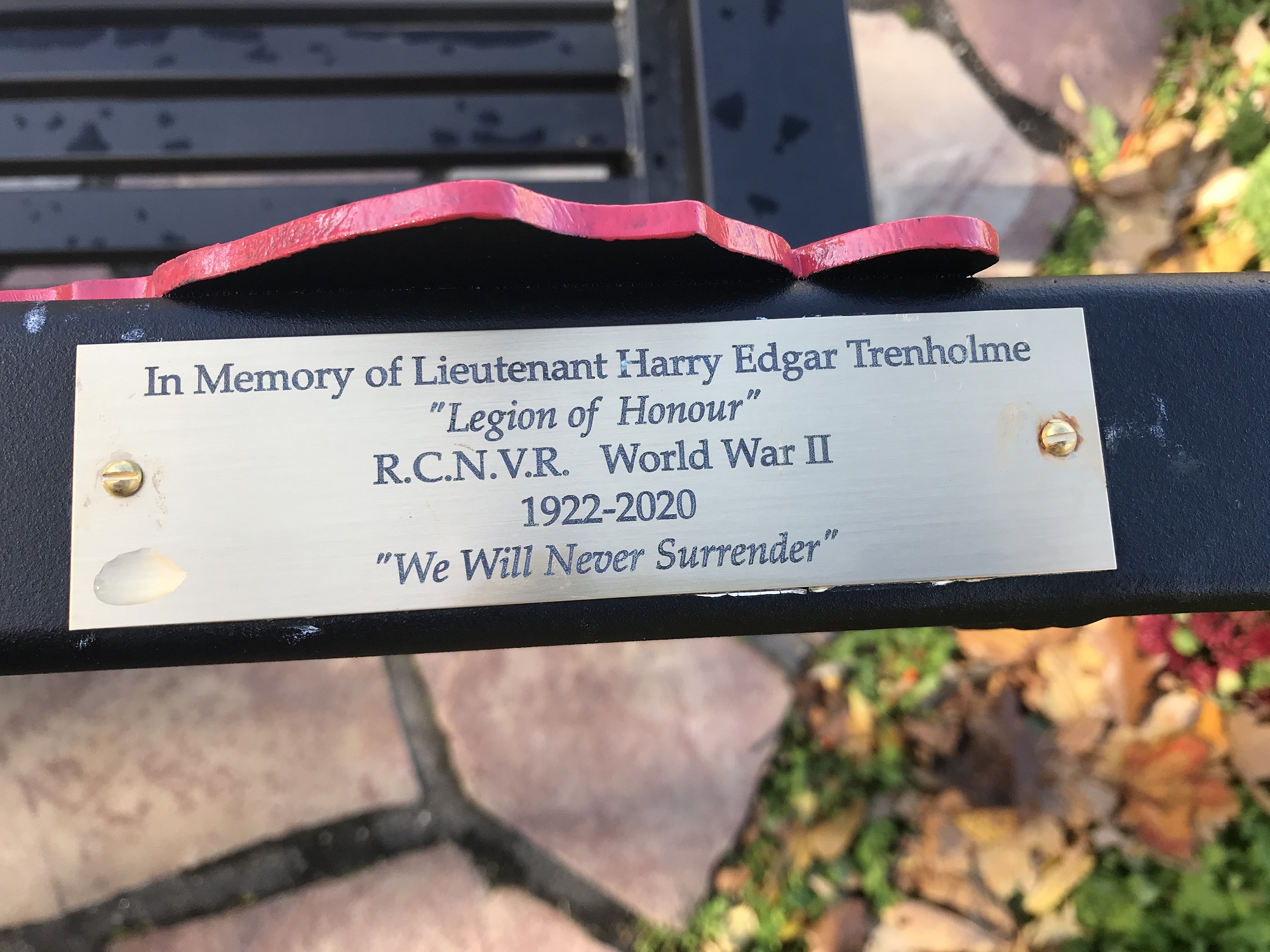 Lieutenant Harry Edgar Trenholme plaque