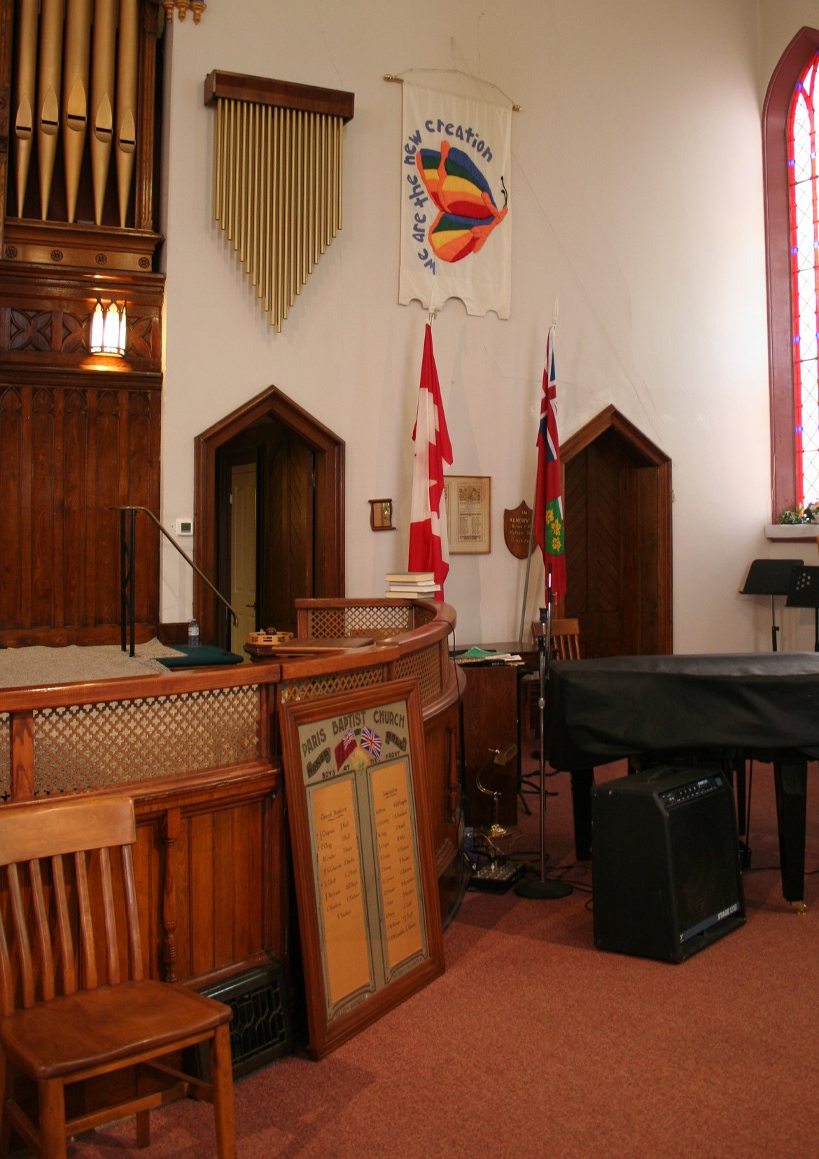 Interior of Paris Baptist Church showing location of Honor Roll.