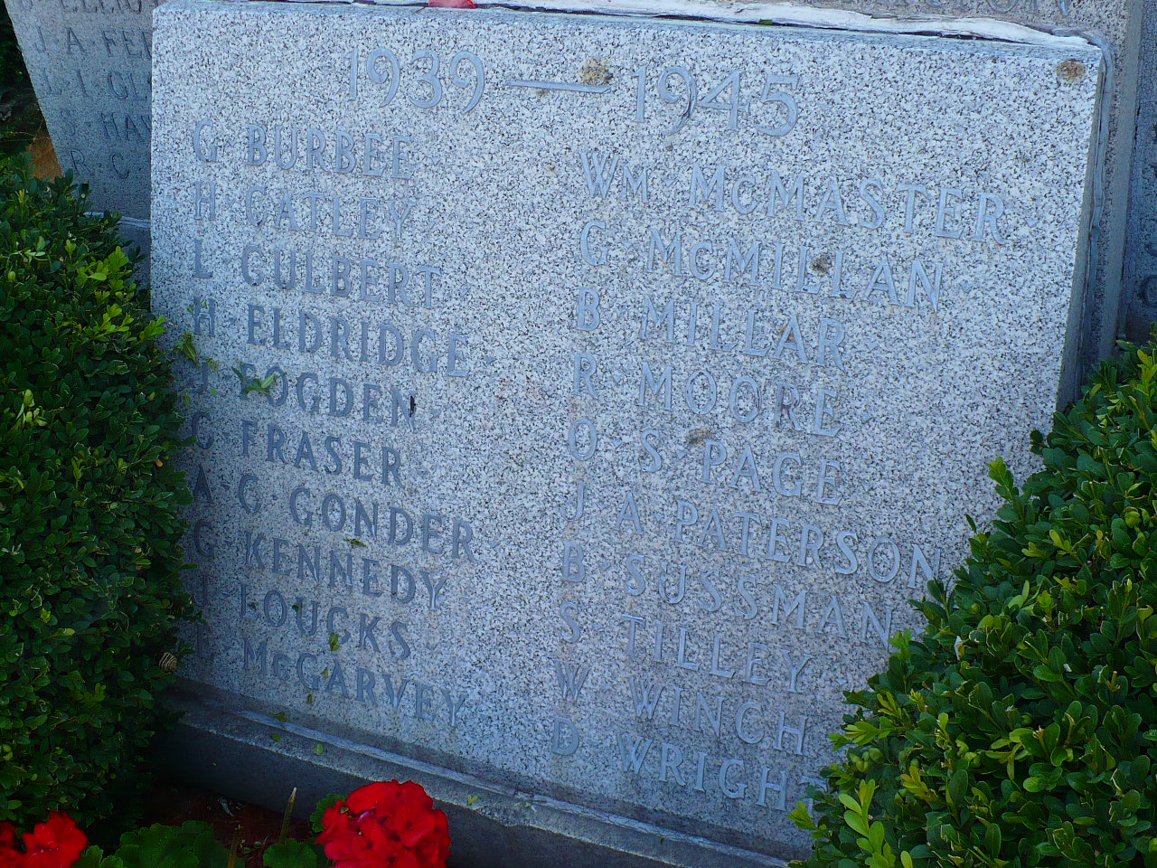 Second World War inscription