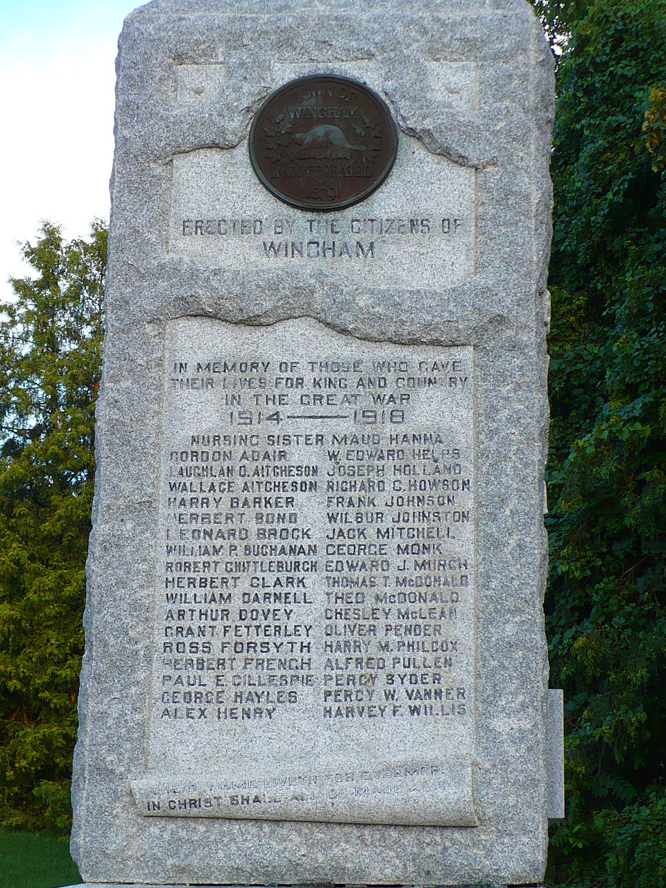 front inscription