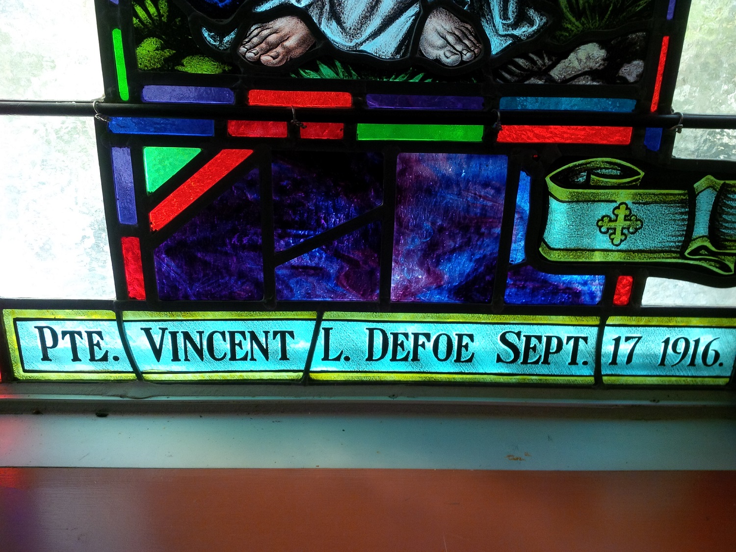 Vincent Defoe inscription