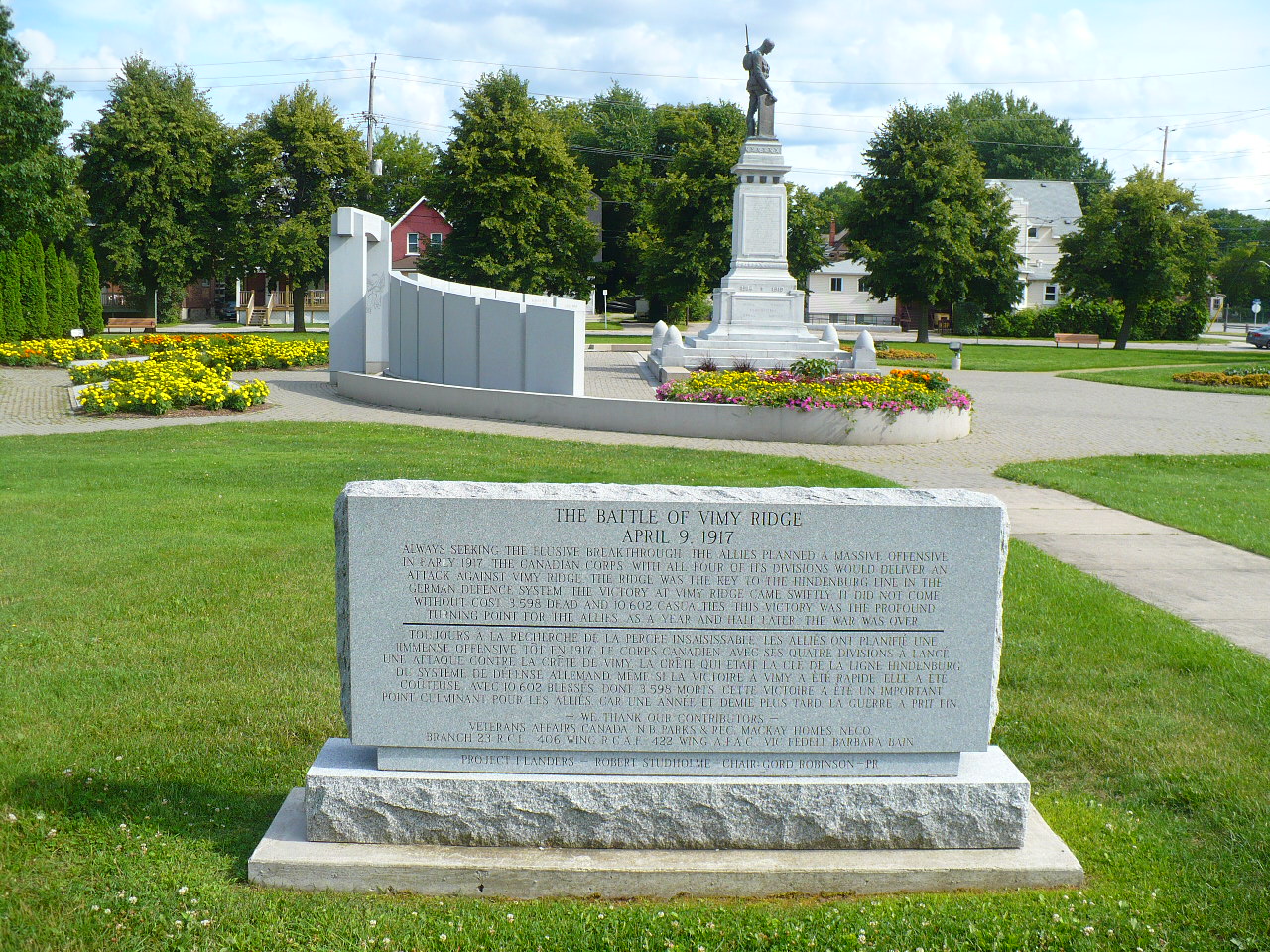 Battle of Vimy Ridge inscription