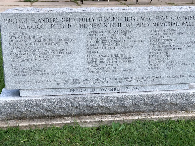 Battle of Vimy Ridge inscription (back)