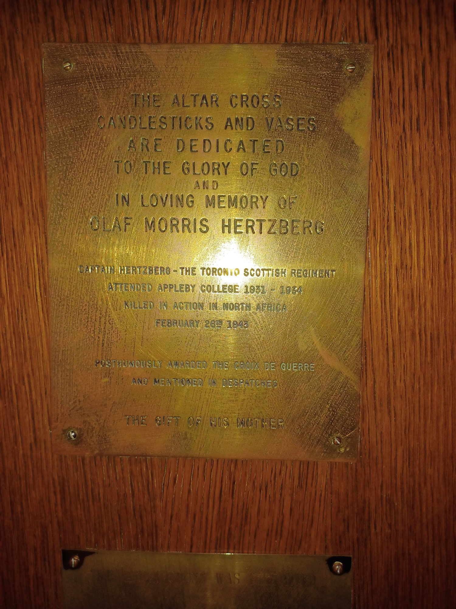 Captain Olaf Morris Hertzberg Memorial - National Inventory of Canadian ...