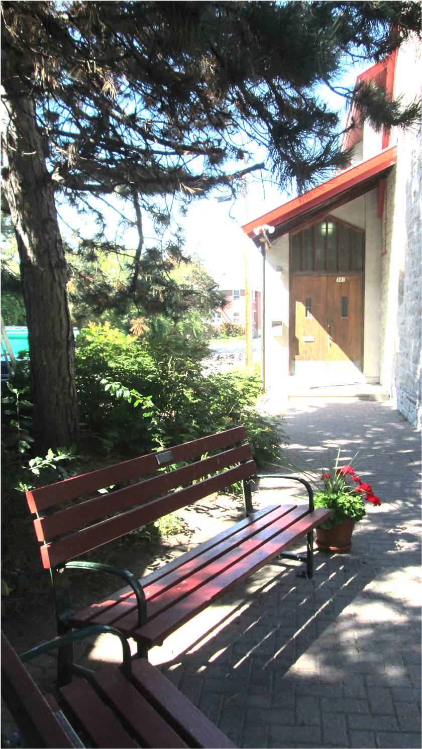 plaque and bench