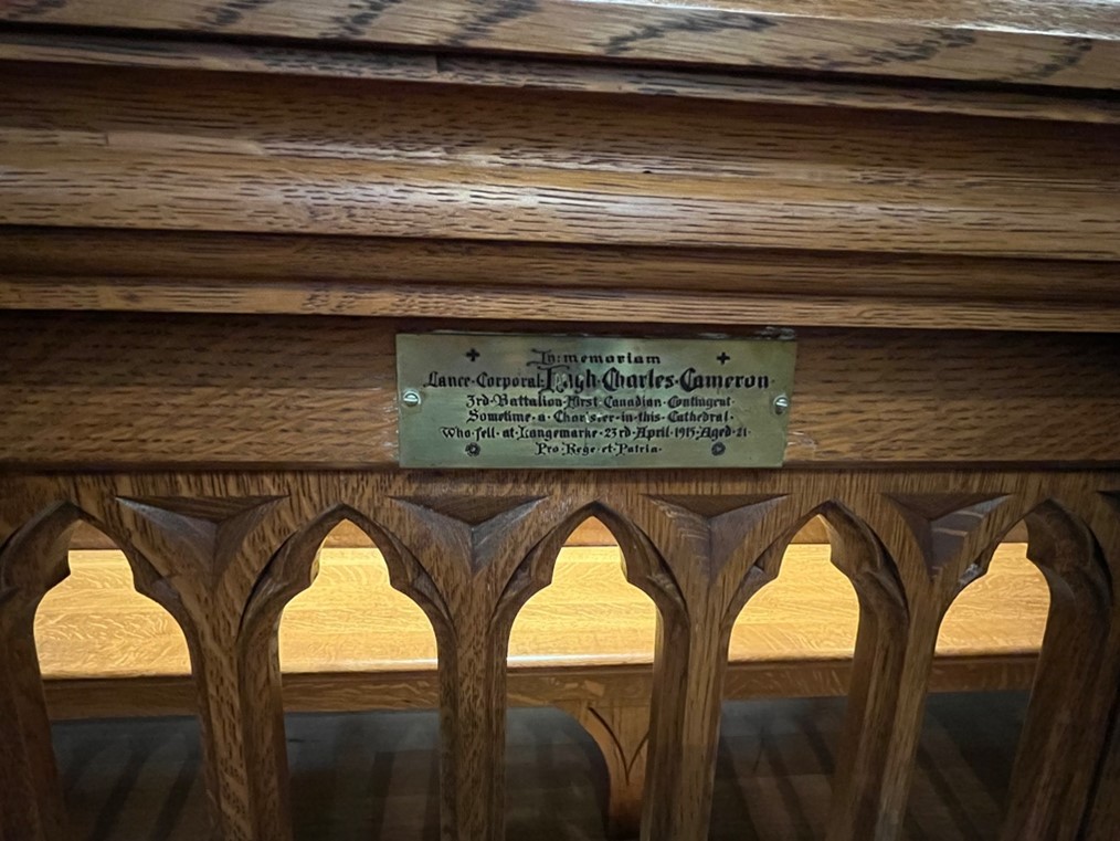 Lance Corporal Hugh Charles Cameron Choir Stall