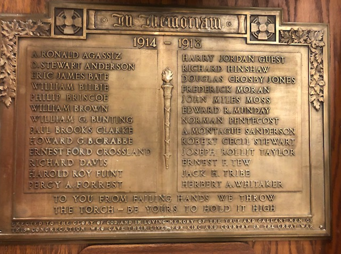 Church of St. Aidan First World War Honour Roll