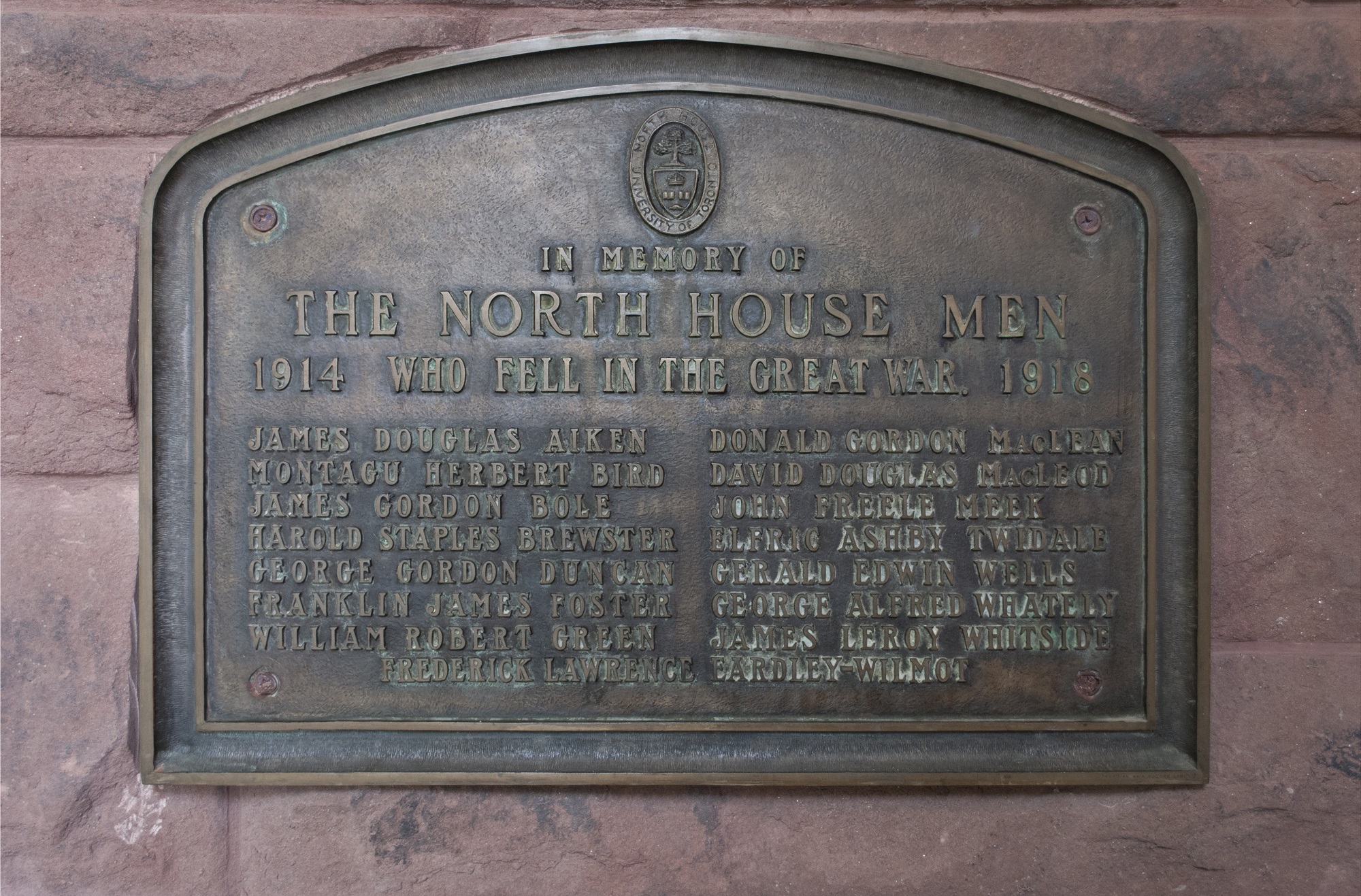 North House First World War Plaque