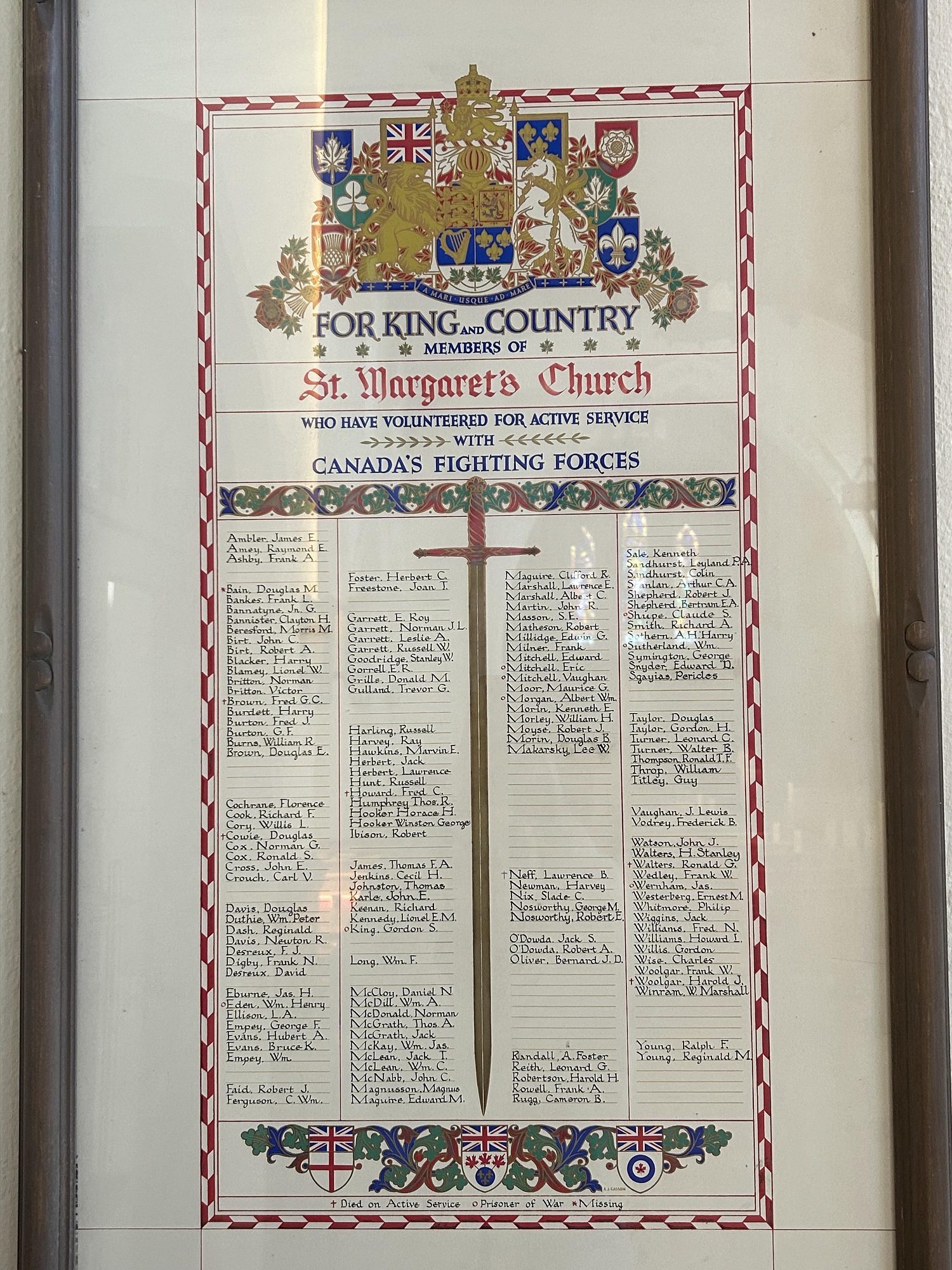 St. Margaret's Church Second World War Honour Roll