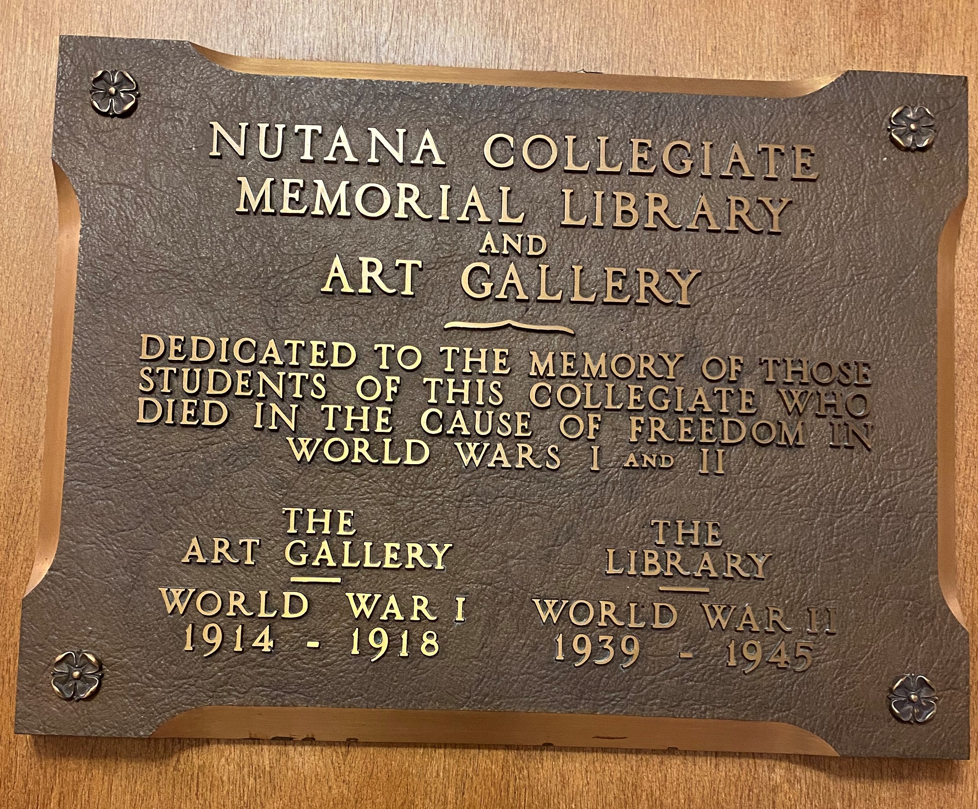 Memorial Art Gallery and Memorial Library plaque