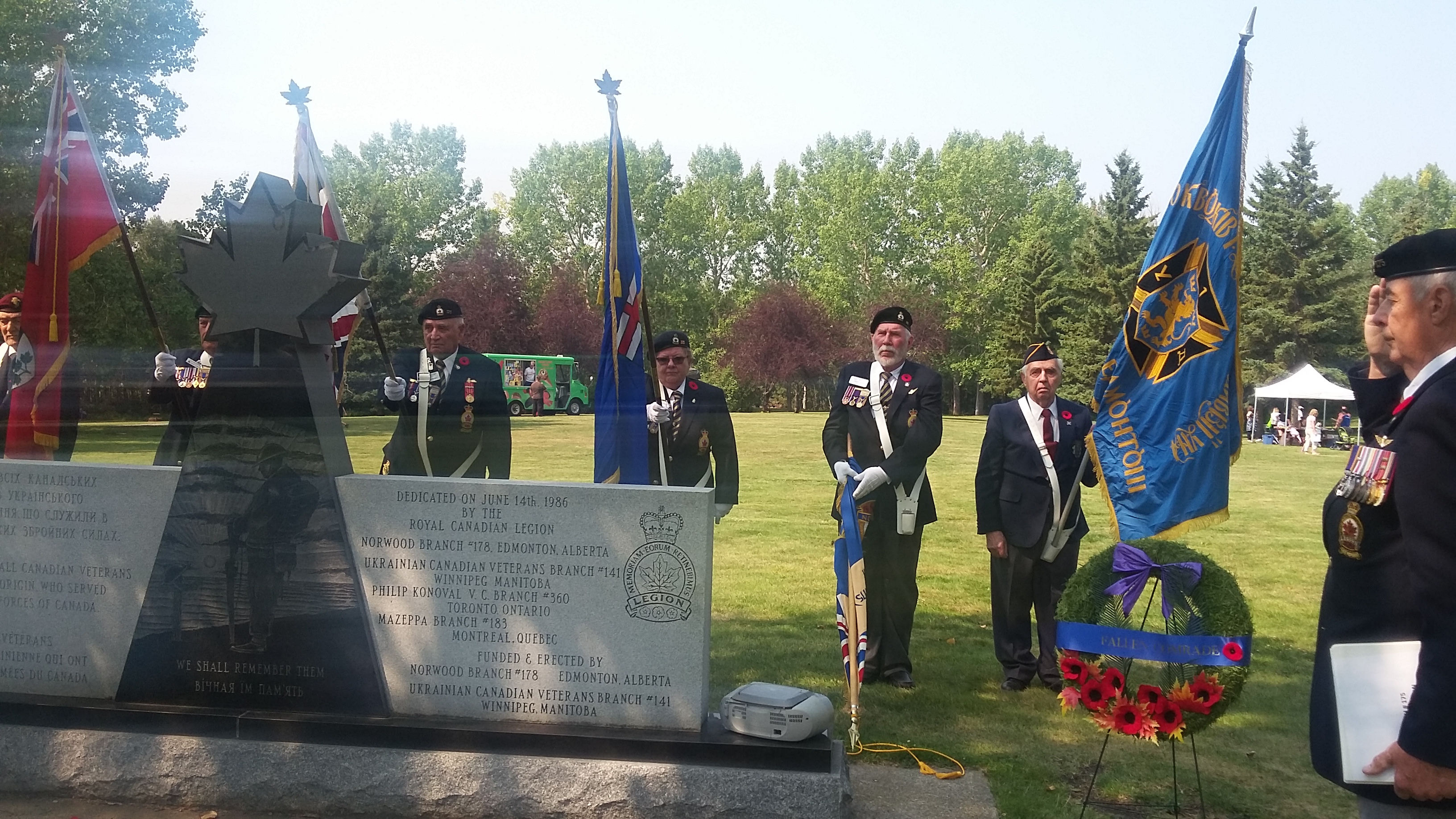 Annual memorial service at the monument with veterans attending (August 2018)