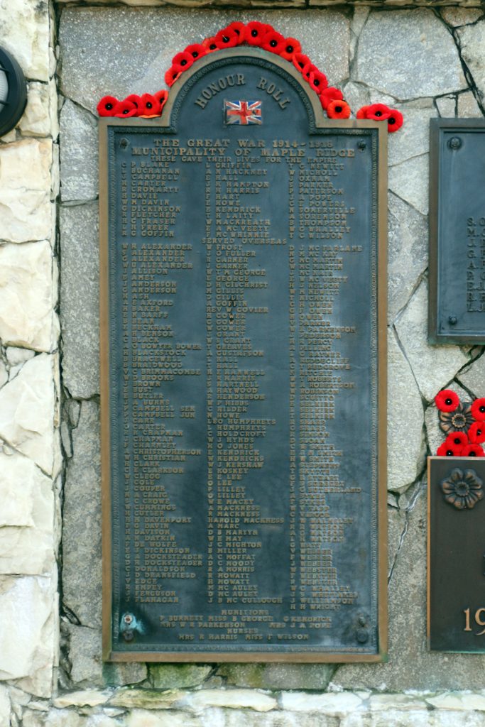 Maple Ridge First World War Tablet