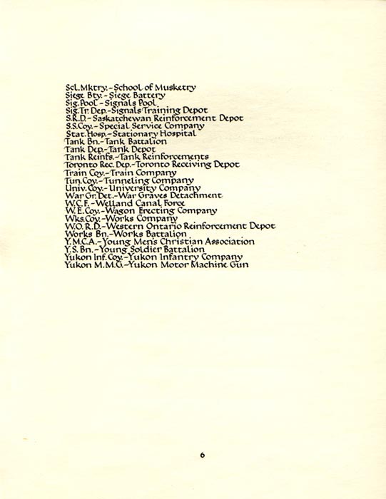 Units (Canadian) page 6 - First World War - Text transcription to follow