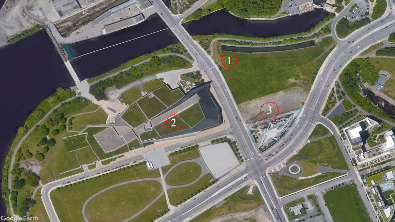 1. Site du Monument commémoratif national de la mission du Canada en Afghanistan 2. Musée canadien de la guerre 3. Monument national de l’Holocauste