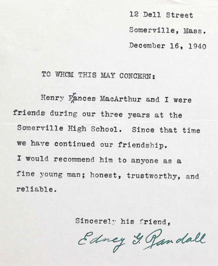 Letter of recommendation