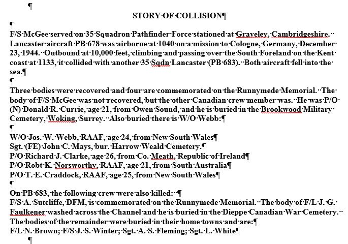 Circumstances of Death