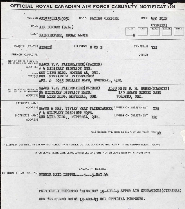 Casualty Notification Form