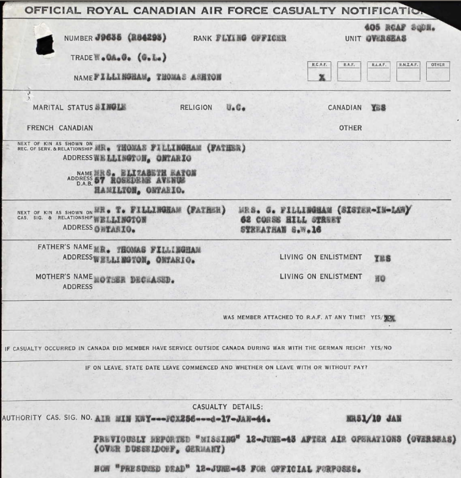 Casualty Notification Form