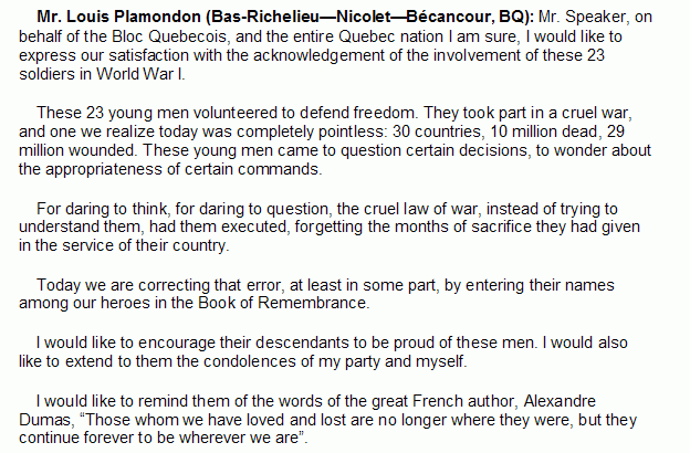 Statement by Mr. Louis Plamondon