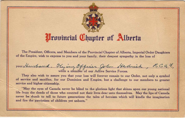 Letter of condolences