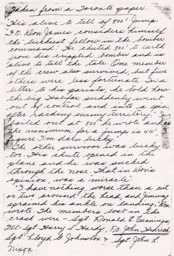 Excerpts from the Toronto Newspaper