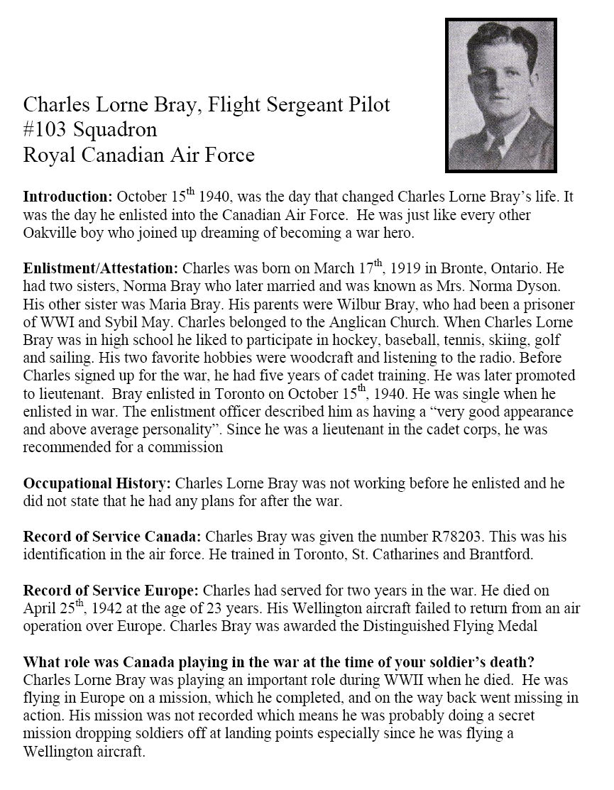 Oakville Remembers Biography