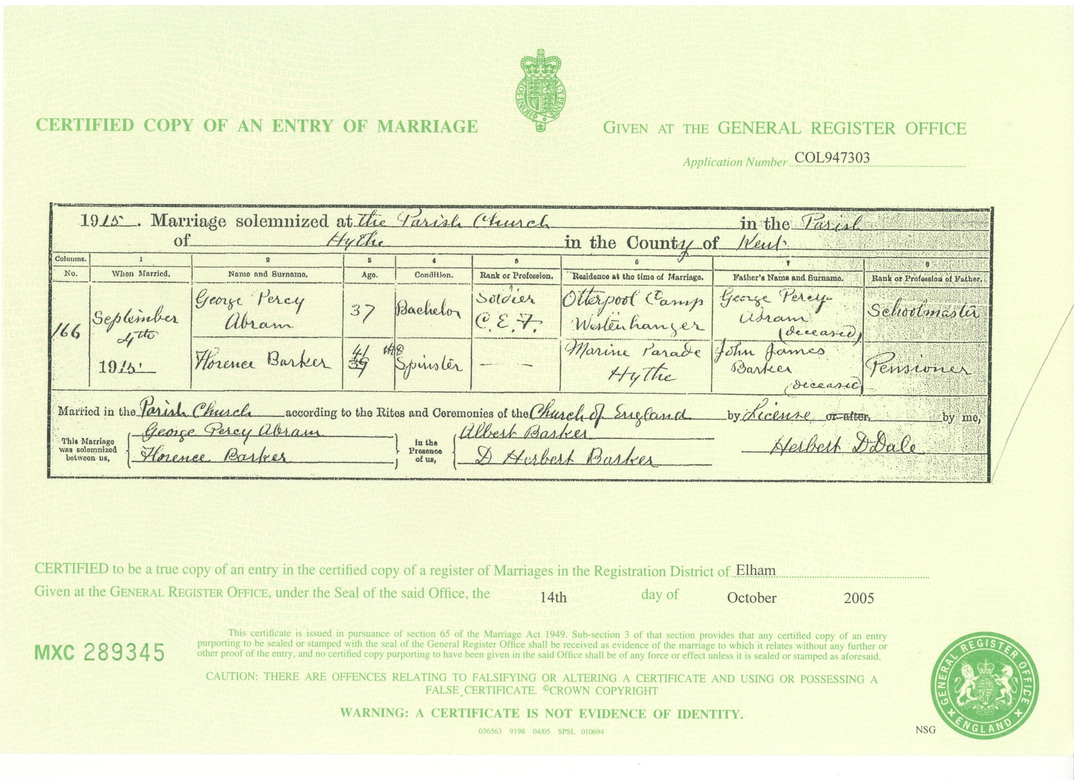 Marriage Certification