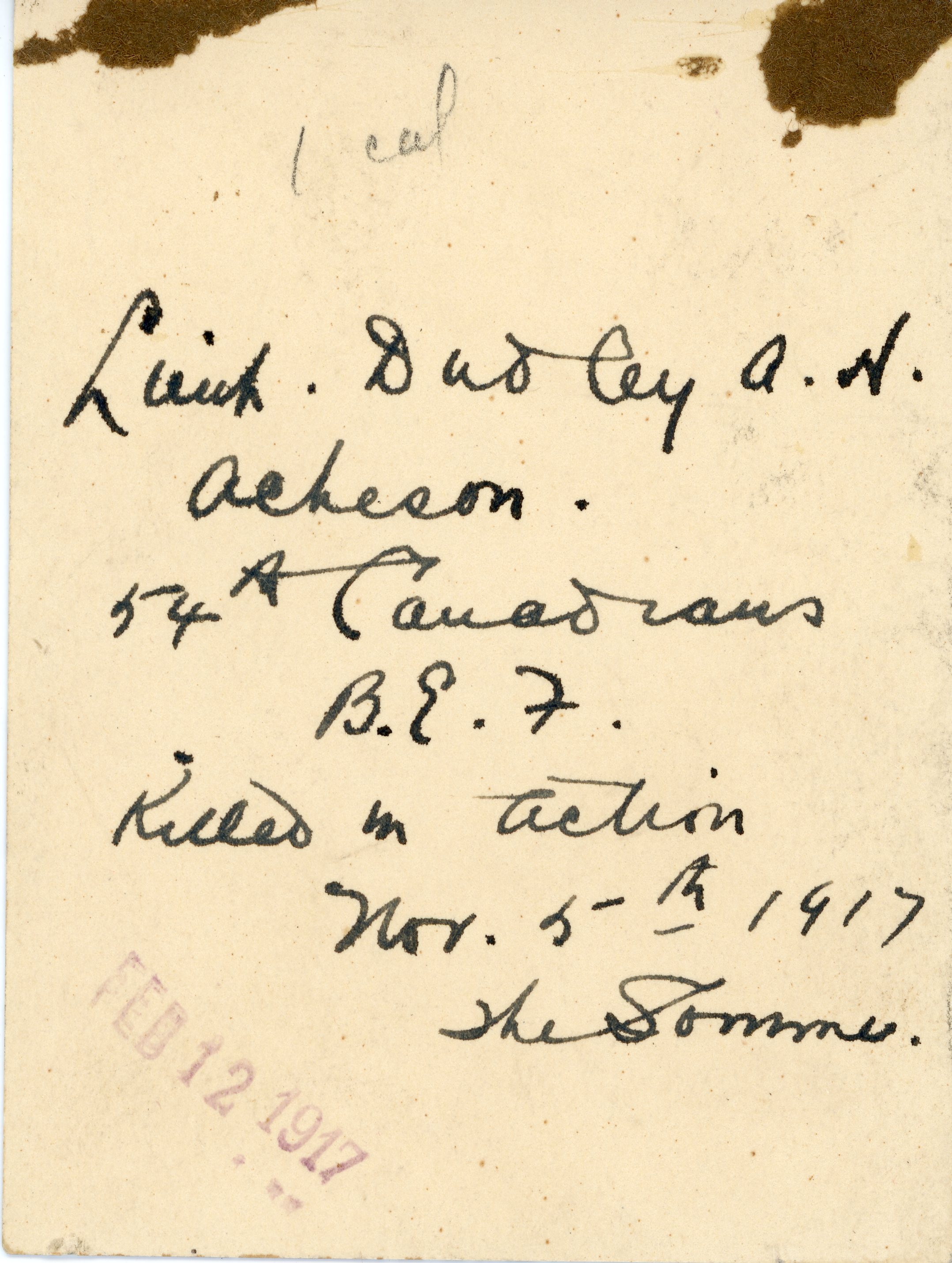 Reverse side of Photo