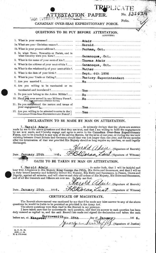 Attestation Paper (page 1)