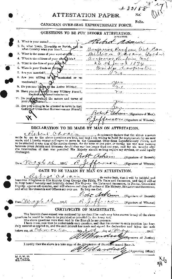 Attestation Paper (page 1)