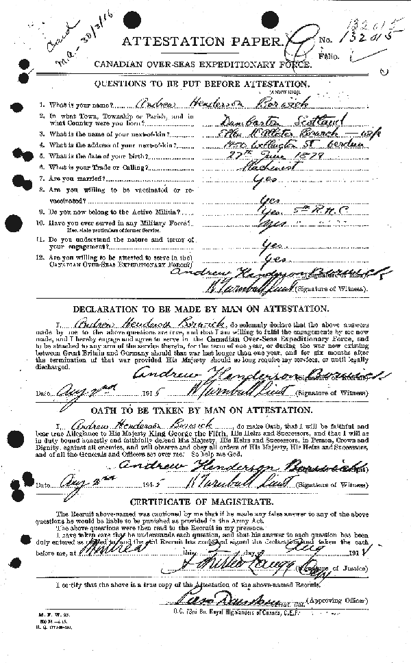 Attestation Paper (page 1)