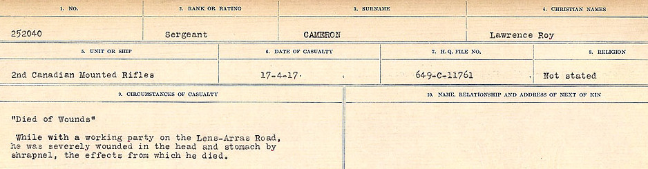 Circumstances of Death Registers