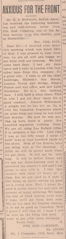 Newspaper clipping, 18 Dec 1915