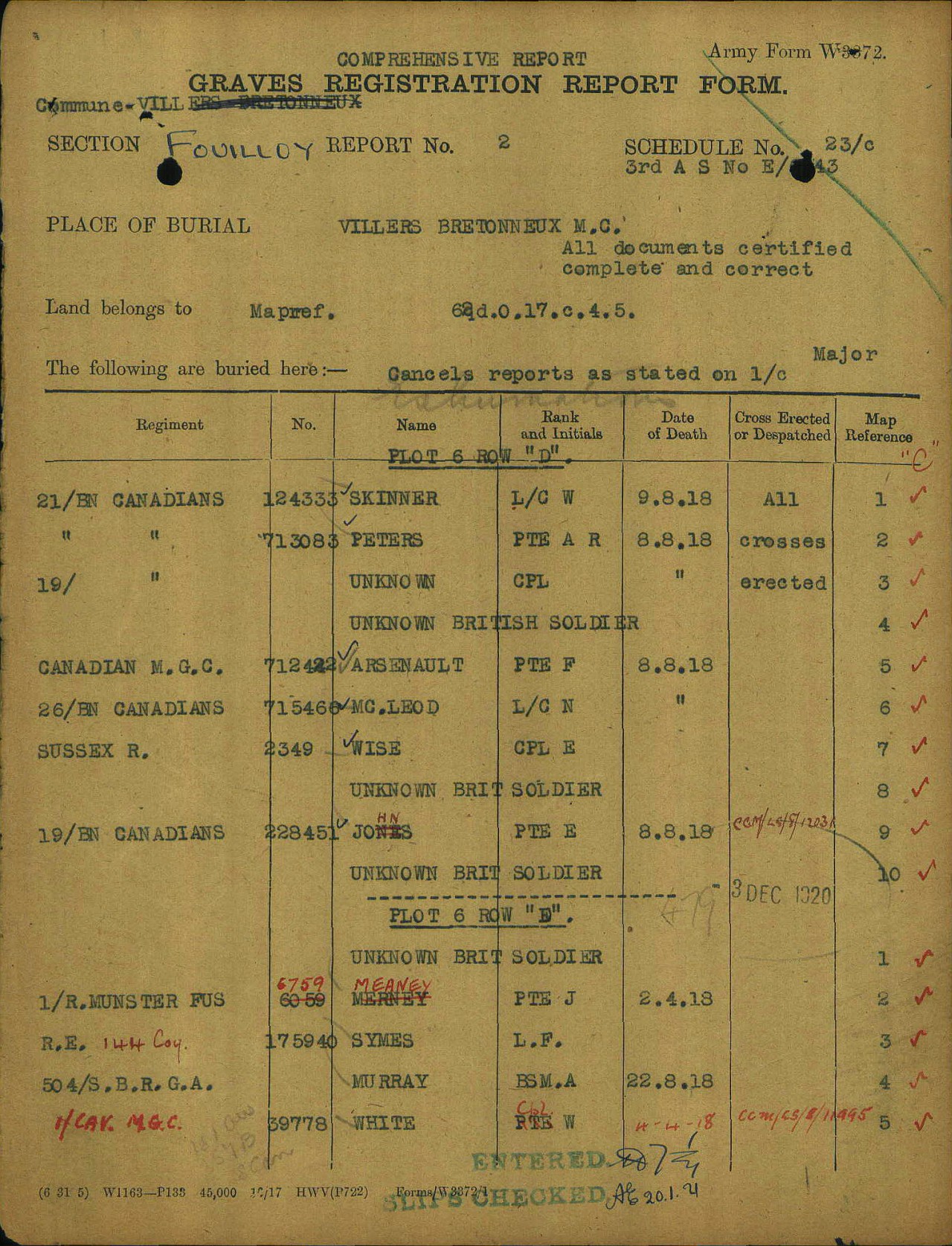 Grave Registration Report