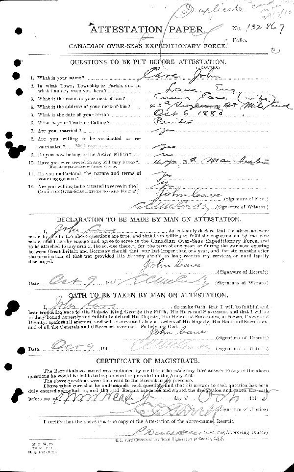 Attestation Paper (page 1)