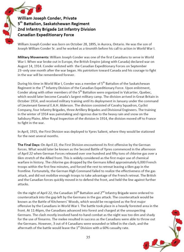 Oakville Remembers Biography